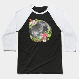 Mushrooms and Full Moon Spacecore Goblincore Cottagecore Baseball T-Shirt